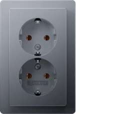 Berker Розетка з з/к 2X цільна, алюміній 16А/250В Q.1 47746084