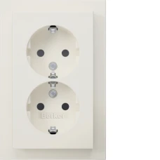 Berker Розетка з з/к 2X, зах.контактів, цільна, пол.білизна, 16А/250В Q.3 47596099