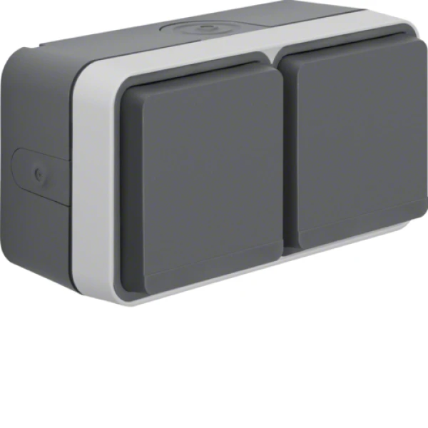 Розетка з з/к подвійна горизонтальна IP55, сіра, 16А/250В W.1 Berker 47753525