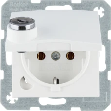 Berker Розетка з з/к, кришка, замок, пол.білизна-matt, 16А/250В S.1 47631909