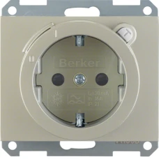 Berker Розетка з з/к з ПЗВ з зах.контактів, сталевий лак, 16А/250В K.5 47087004