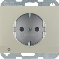 Berker Розетка з з/к з зах.контактів з LED-підсвіткою, сталевий лак, 16А/250В K.5 41097004