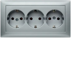 Berker Розетка з з/к потрійна, цільна, алюміній 16А/250В S.1 47661939