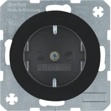 Berker Розетка з з/к, зах.контактів, 16А/250В, чорна, R.x 47232045