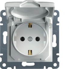 Hager Розетка з з/к з кришкою Lumina, біла, 16А/230В WL1150