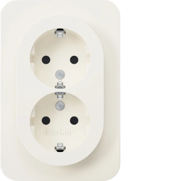 Розетка з з/к 2X, зах.контактів, цільна, пол.білизна, 16А/250В R.1 Berker 47592089
