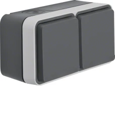 Berker Розетка з з/к подвійна горизонтальна IP55, сіра, 16А/250В W.1 47843515