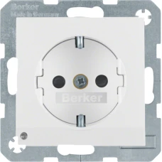 Berker Розетка з з/к з зах.контактів, LED-підсв., п.білизна-matt, 16А/250В S.1 41091909