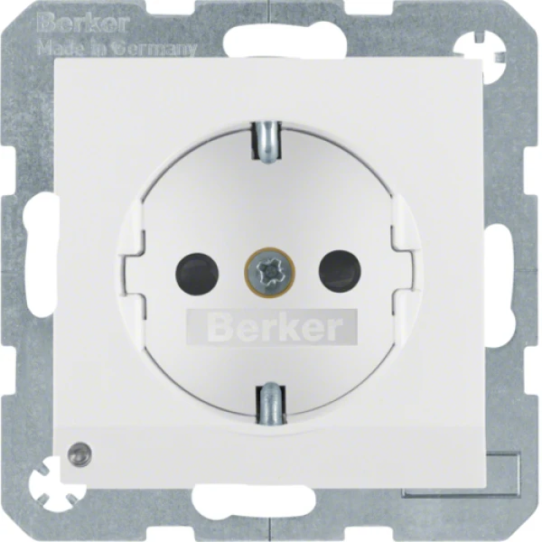 Розетка з з/к з зах.контактів, LED-підсв., п.білизна-matt, 16А/250В S.1 Berker 41091909