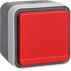 Berker Розетка з з/к з червоною кришкою IP55, сіра, 16А/250В W.1 47403521