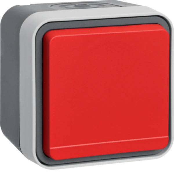 Розетка з з/к з червоною кришкою IP55, сіра, 16А/250В W.1 Berker 47403521