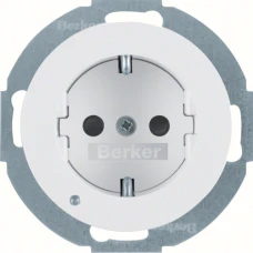 Berker Розетка з з/к з зах.контактів з LED-підсвіткою, 16А/250В, пол.білизна, R.х 41092089