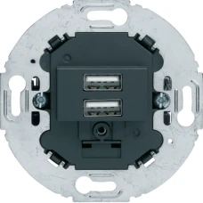 Berker USB-розетка подвійна, 230В, чорна, 1930/Glas/R.classic 260215