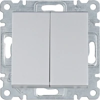 Hager Вимикач 1-тактовий 2-клавішний Lumina, срібний, 10АХ/230В WL0142