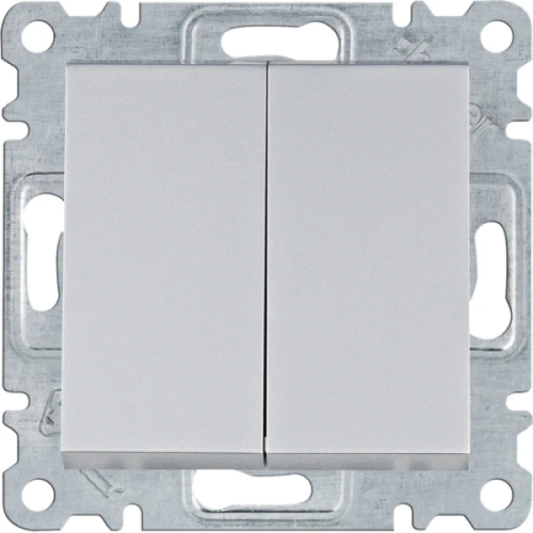 Вимикач 1-тактовий 2-клавішний Lumina, срібний, 10АХ/230В  Hager WL0142