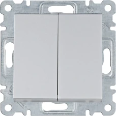 Hager Вимикач 2-клавішний Lumina, срібний, 10АХ/230В WL0042