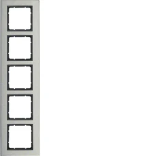 Berker Рамка 5Х вертикальна нержавіюча сталь/антрацит B.7 10153606