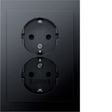 Berker Розетка з з/к 2X, зах.контактів, цільна, антрацит 16А/250В K.1 47597006