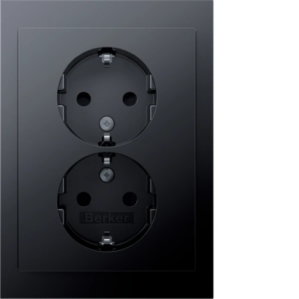 Розетка з з/к 2X, зах.контактів, цільна, антрацит 16А/250В K.1 Berker 47597006