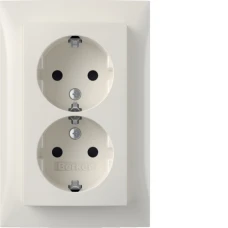 Berker Розетка з з/к 2X, зах.контактів, цільна, пол.білизна, 16А/250В S.1 47598989