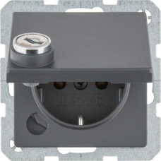 Berker Розетка з з/к, кришка, замок, 16А/250В, антрацит, Q.x 47636086