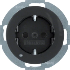 Berker Розетка з з/к з зах.контактів з LED-підсвіткою, 16А/250В, чорна, R.х 41092045