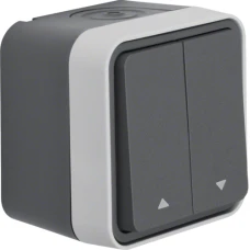 Berker Вимикач для жалюзі 2-клавішний IP55, сірий, 10А/250В W.1 30753525