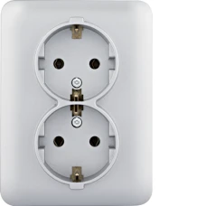 Hager Розетка з з/к подвійна Lumina, срібна, 16А/230В WL1252
