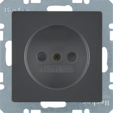 Berker Розетка без з/к, зах.контактів, 16А/250В, антрацит, Q.x 6167336086