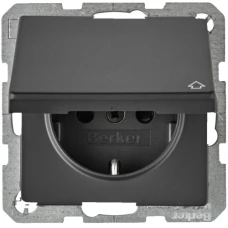 Berker Розетка з з/к, кришка, зах.контактів, 16А/250В, антрацит, Q.x 47516086
