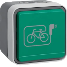 Berker Розетка з з/к з зеленою кришкою E-bike IP55, сіра, 16А/250В W.1 47403533