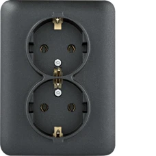 Hager Розетка з з/к подвійна Lumina, чорна, 16А/230В WL1253