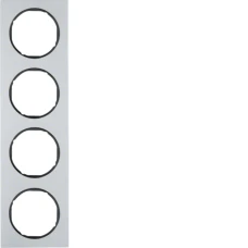 Berker Рамка 4Х алюміній/чорний, R.3 10142284