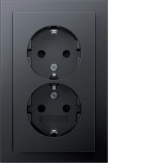 Berker Розетка з з/к 2X, зах.контактів, цільна, антрацит 16А/250В Q.3 47596096