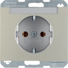 Berker Розетка з з/к з полем д/надпису, сталевий лак, 16А/250В K.5 47397004