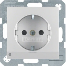 Berker Розетка з з/к з зах.контактів з LED-підсвіткою, алюміній, 16А/250В S.1 41091404