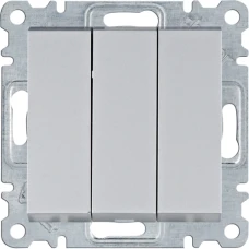 Hager Вимикач 3-клавішний Lumina, срібний, 10АХ/230В WL0072
