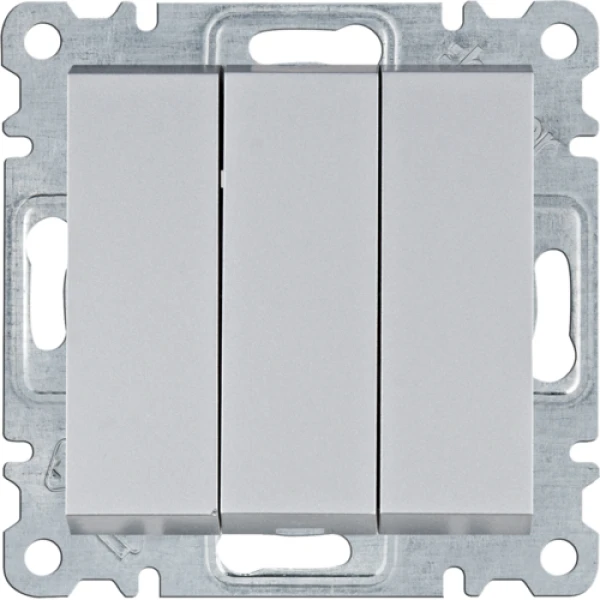 Вимикач 3-клавішний Lumina, срібний, 10АХ/230В  Hager WL0072