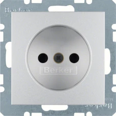 Berker Розетка без з/к, зах.контактів, алюміній, 16А/250В S.1 6167331404
