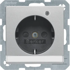 Berker Розетка з з/к з контр.лампою, 16А/250В, алюміній, Q.x 41106084