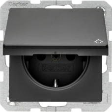 Berker Розетка з з/к з кришкою, 16А/250В, антрацит, Q.x 47516066