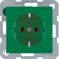 Berker Розетка з з/к, зелена-matt, 16А/250В S.1 47431913