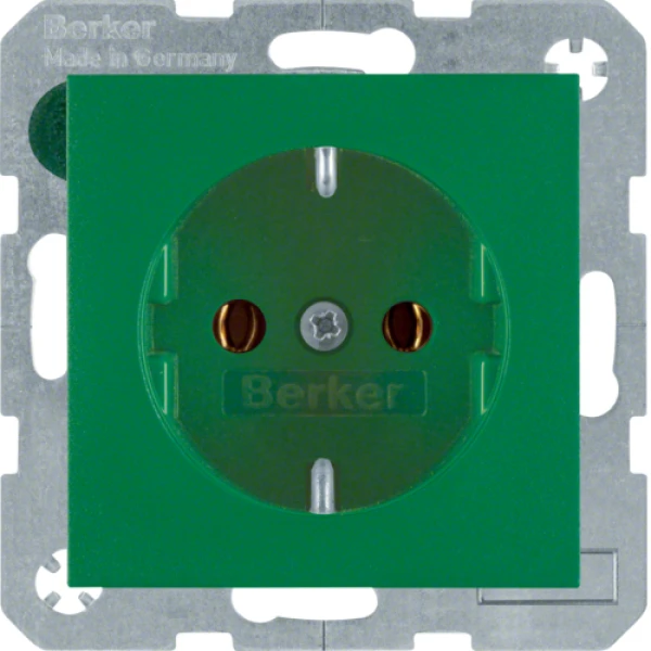 Розетка з з/к, зелена-matt, 16А/250В S.1 Berker 47431913