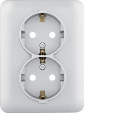 Hager Розетка з з/к подвійна з захистом контактів Lumina, срібна, 16А/230В WL1262