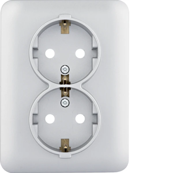 Розетка з з/к подвійна з захистом контактів Lumina, срібна, 16А/230В  Hager WL1262