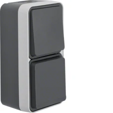 Berker Комбінація розетки з з/к 16А та перемикача 10АX, вертик., IP55, сіра, 250В W.1 47803515