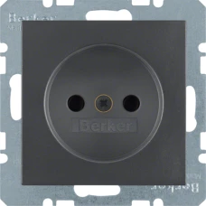 Berker Розетка без з/к, зах.контактів, антрацит, 16А/250В S.1 6167331606