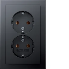 Berker Розетка з з/к 2X цільна, антрацит 16А/250В Q.3 47746096