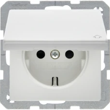 Berker Розетка з з/к, кришка, зах.контактів, 16А/250В, пол.білизна, Q.x 47516089