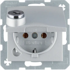 Berker Розетка з з/к, кришка, замок, алюміній 16А/250В S.1 47631404